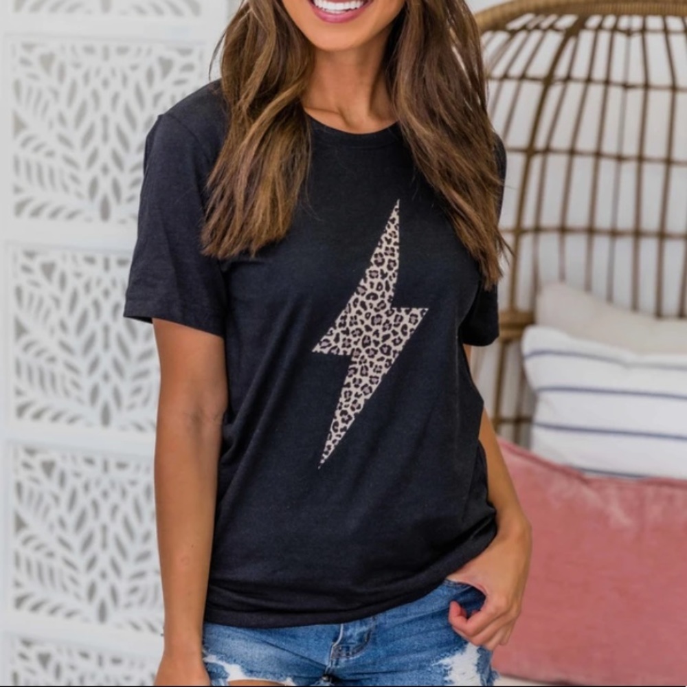 Animal Print Lightning Bolt Graphic Tee